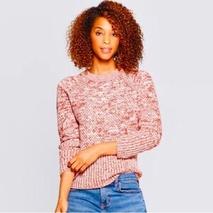 Universal Thread Women’s Medium Marled Ribbed Knit Orange Red Crew Neck Sweater